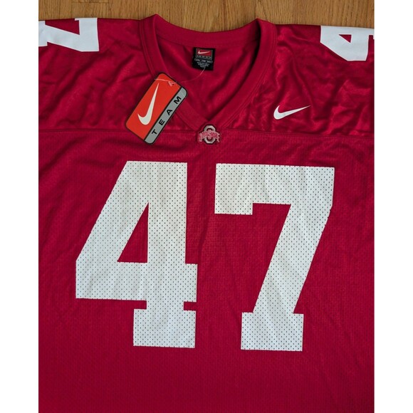 VTG Nike Ohio State Buckeyes Football Jersey Men’s #47 Red White XXL Aj Hawk NWT - Picture 5 of 11
